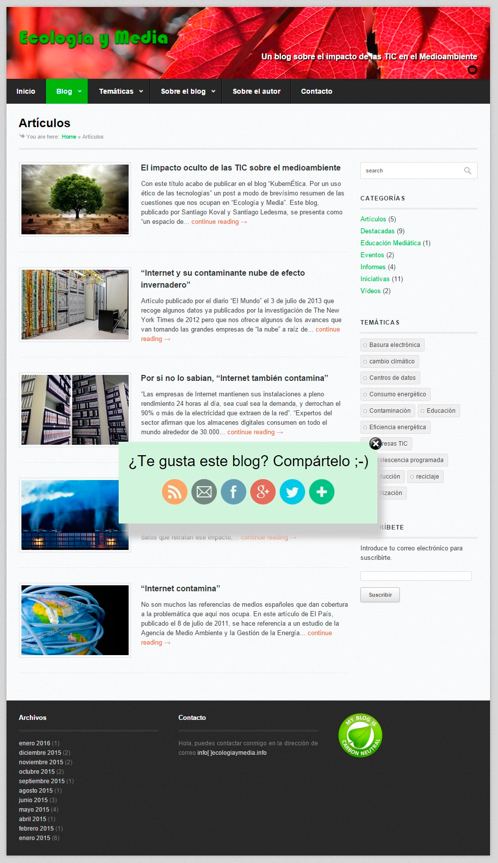 Ecologia y Media Diseño web FabricaNet