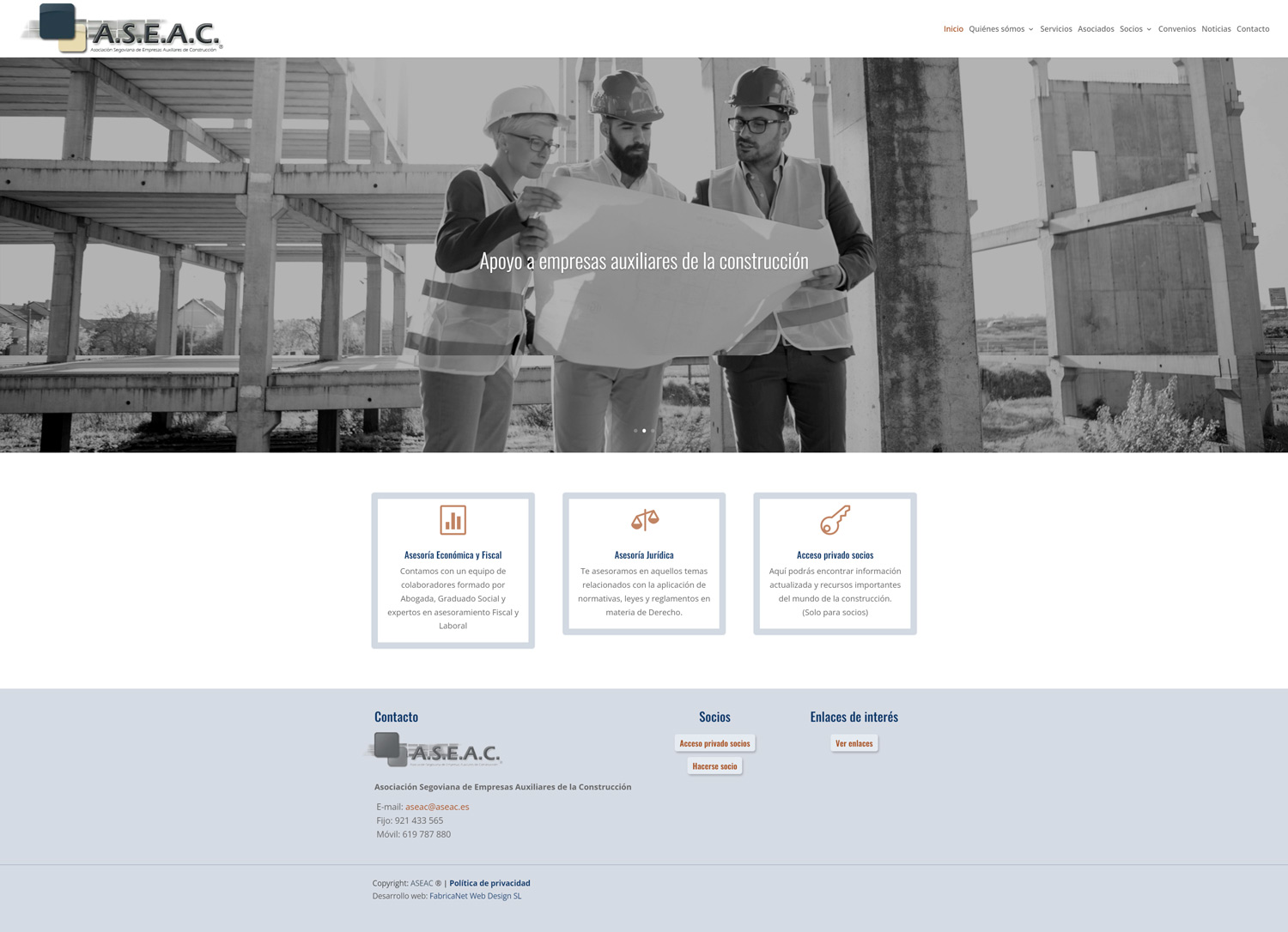 ASEAC Gestoria area construccion proyecto web FabricaNet